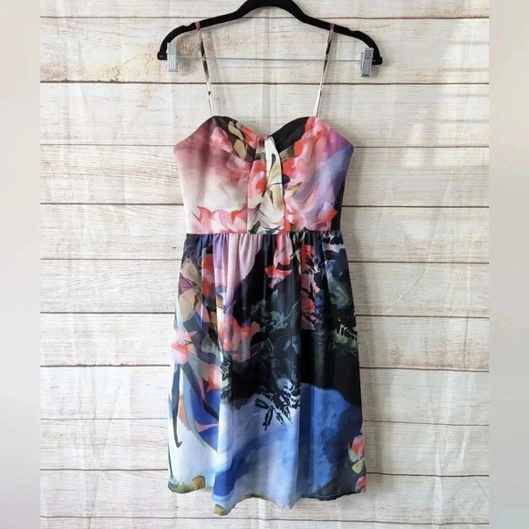 Corey Lynn Calter Size 0 Knee Length Spaghetti Strap Dress Daybreak Floral Lined - Picture 1 of 12